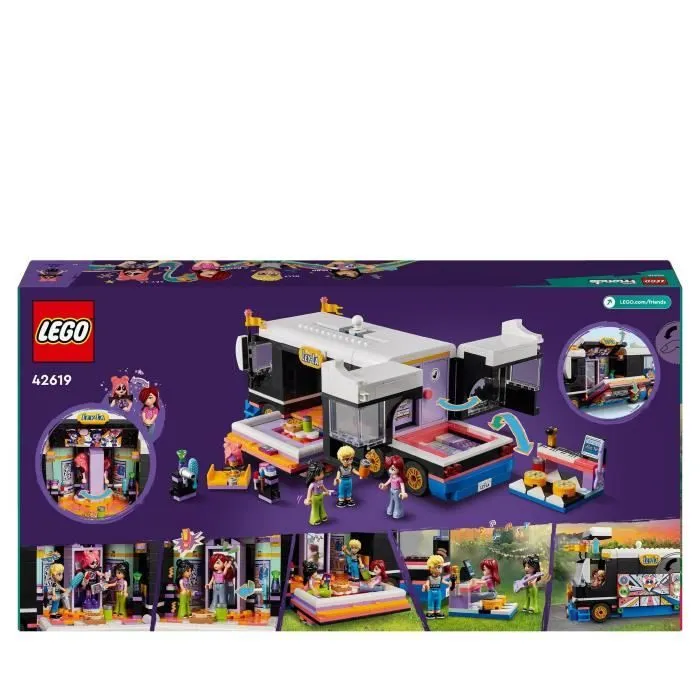 LEGO® 42619 Friends Le Tourbus de la Star de la Pop, Jouet Musical avec 4 Mini-Poupées, Cadeau pour Enfants Dès 8 Ans-5