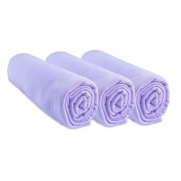 Drap housse en jersey coton pour lit bébé 70x140 - EASY DORT - Lot de 3 - Violet parme-0