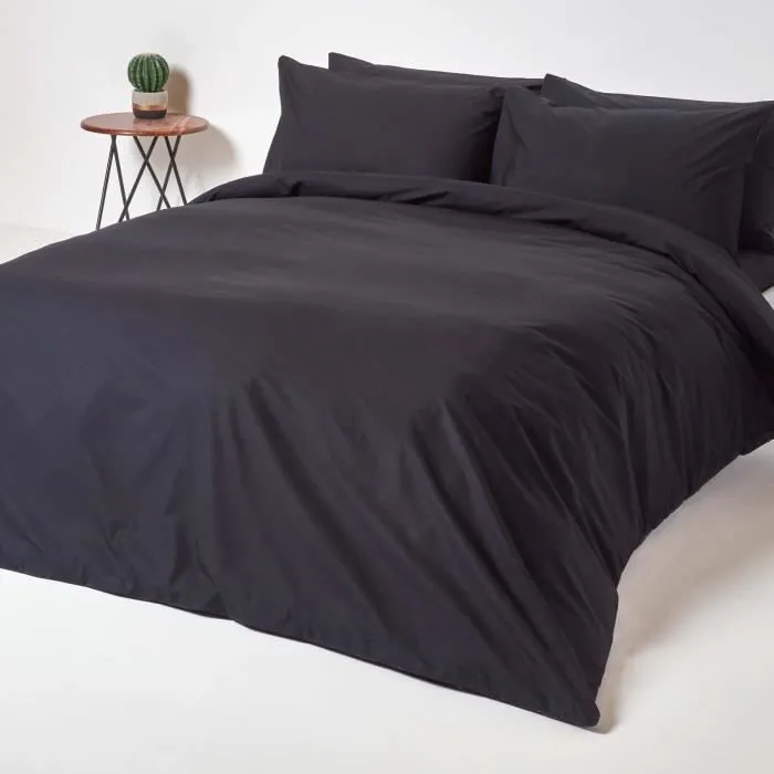 Drap-housse uni 150 x 200 cm 100% coton égyptien 200 fils coloris noir-3