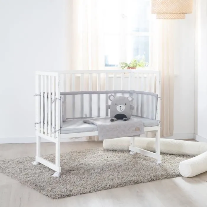 Berceau Cododo ROBA Style 3 en 1 avec barrière + matelas et tour de lit - Blanc-1