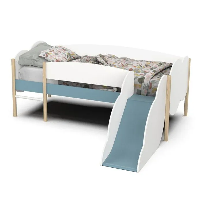 CALICOSY - Lot lit toboggan nuage et 2 tiroirs - LONGANE - Blanc-4