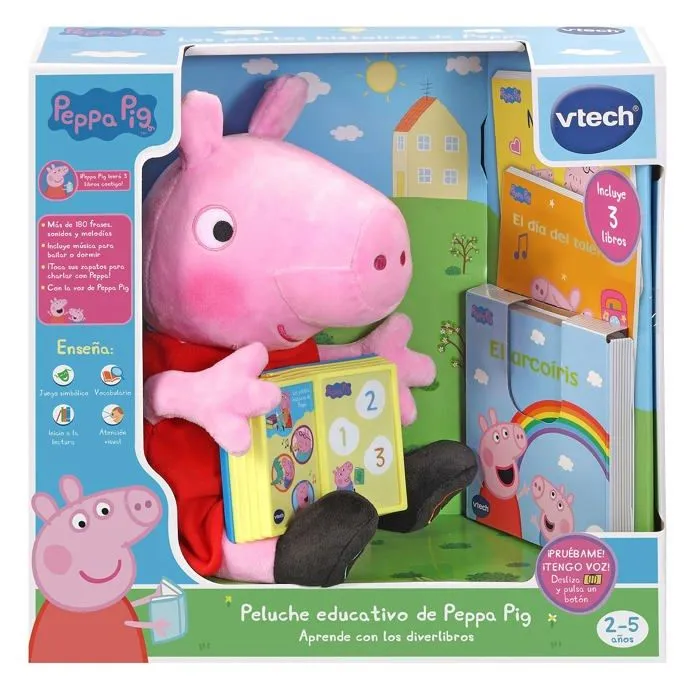 Peluche Vtech - 80-552222 - Peluche Interactive Pig Apprenez avec Les diverlivres de Peppa, , unico-3