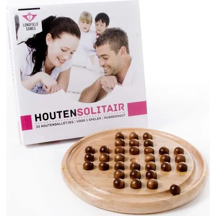 Jeu de Societe - Engelhart - Joli jeu de solitaire anglais - 33 trous en bois 23 cm-3