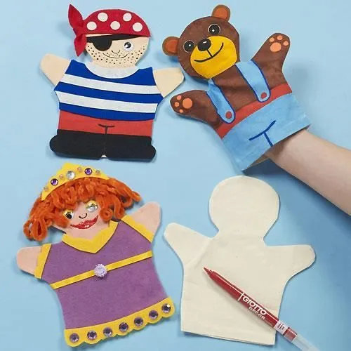 Lot de 6 Marionnettes en Tissu à colorier - Idéal pour la création de spectacle. Loisirs créatifs pour les enfants-0
