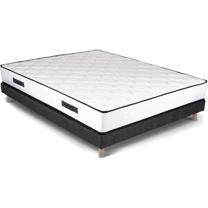 URBAN Collections PARIS Ensemble sommier et matelas 140 x 190cm - 798 Ressorts ensachés et mémoire de forme - 24 cm - Ferme-1