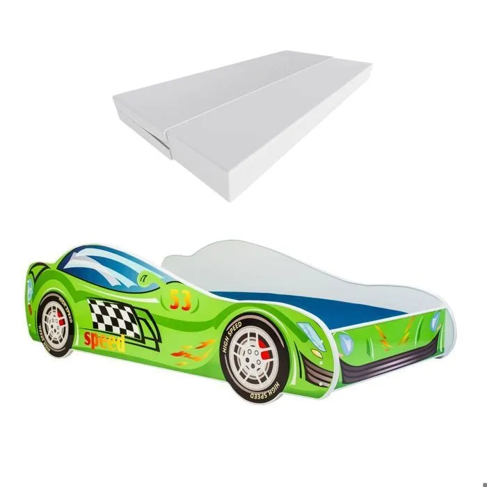 Lit enfant voiture "SPEED" 160x80cm + sommier + matelas-1