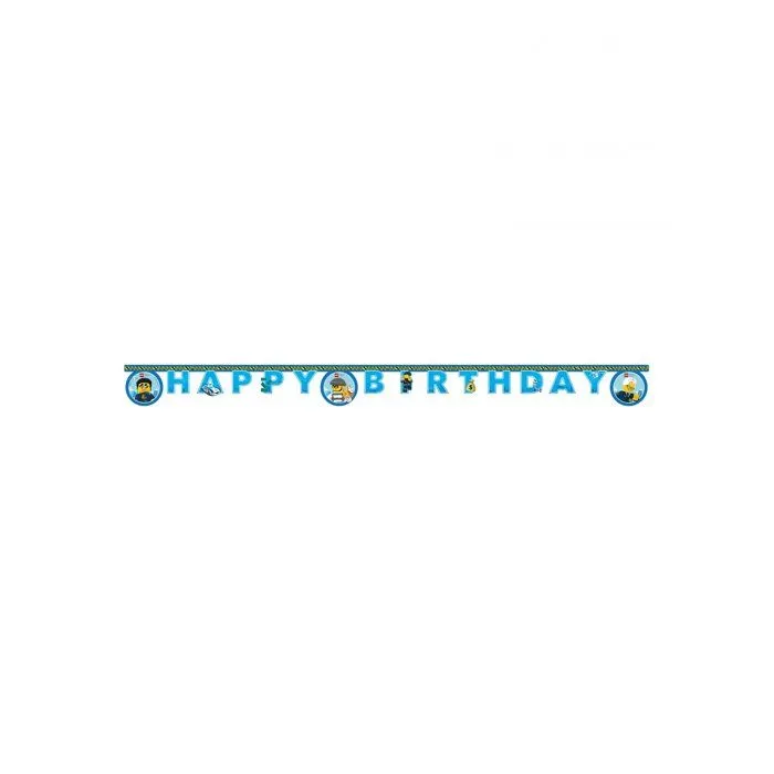 Guirlande en papier Happy Birthday Lego City 2 m - Bleu-1
