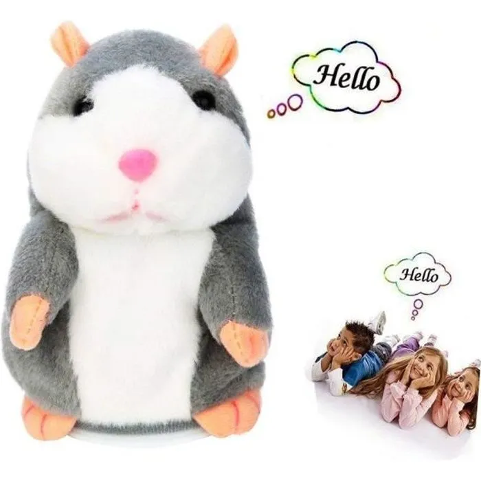 Hamster Parlant Jouets, Intelligent peluche interactif, Souris Répète ce que vous avez dit, Secoue sa tête et son corps-0