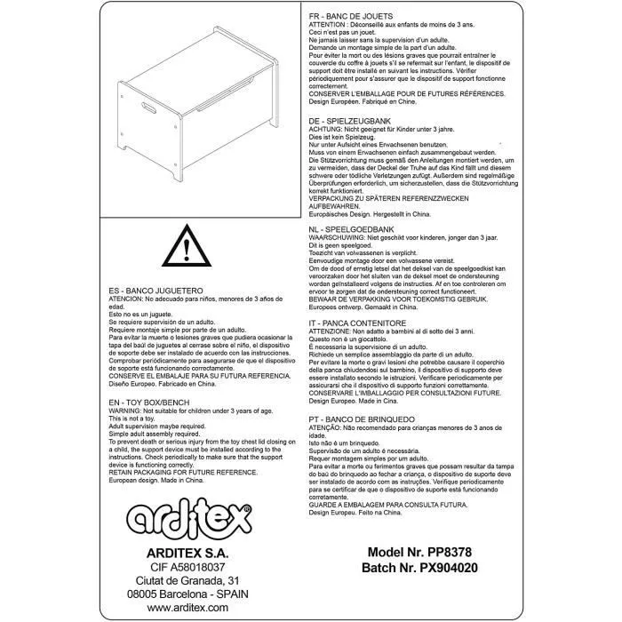 Coffre à jouets en bois / Coffre de rangement avec frein / Banc MINNIE-3