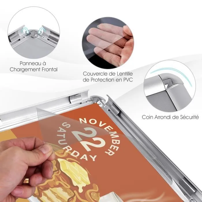 COSTWAY Porte-affiche A4 Présentoir Support pour Menu Publicité Hauteur Réglable en Acier Inoxyable, Couleur Argent-1
