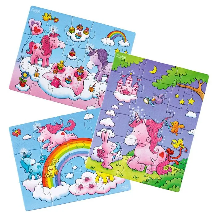 Puzzles de 12 à 18 pièces : 3 puzzles : Licornes dans les nuages-4