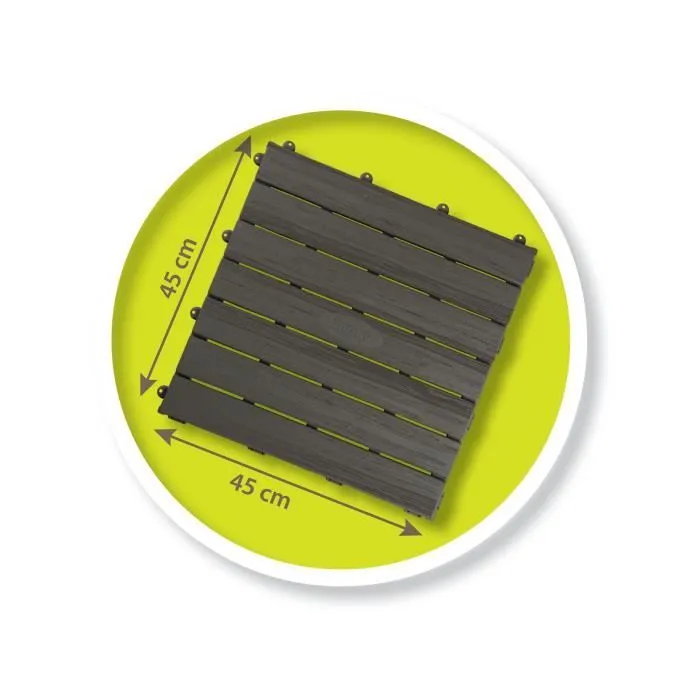 Smoby - Set de 6 dalles - Plancher de Maison - 45x45cm - Effet texturé bois - Anti-UV - Plaqtique 100% recyclé et recyclable-2