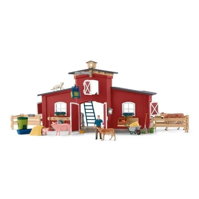 Figurines Animaux de la Ferme avec Accessoires - Coffret Ranch Américain Schleich de 92 Pièces avec Vache, Cheval Schleich, Cochon-5