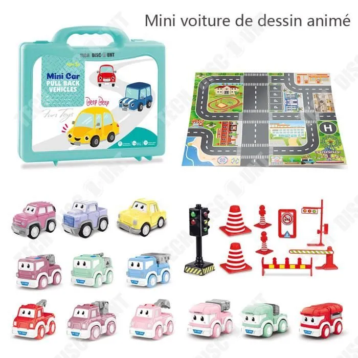 TD® Coffret de voitures jouets Ensemble de 22 pièces Stockable pour enfants Grandes Plastique Modèle de véhicule d'ingénierie-0