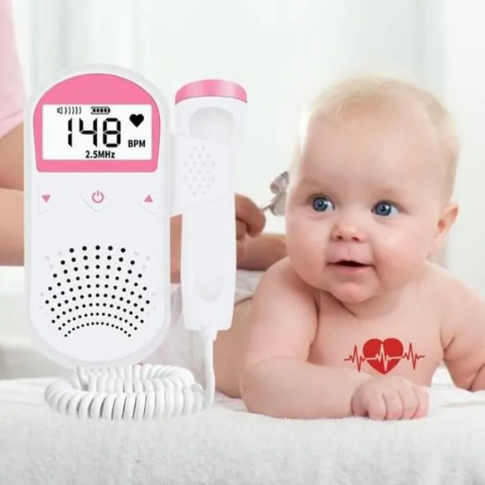 Moniteur de fréquence cardiaque fœtal LEMONDA - Doppler Baby Prénatal Sonar - Rose - Numérique-0