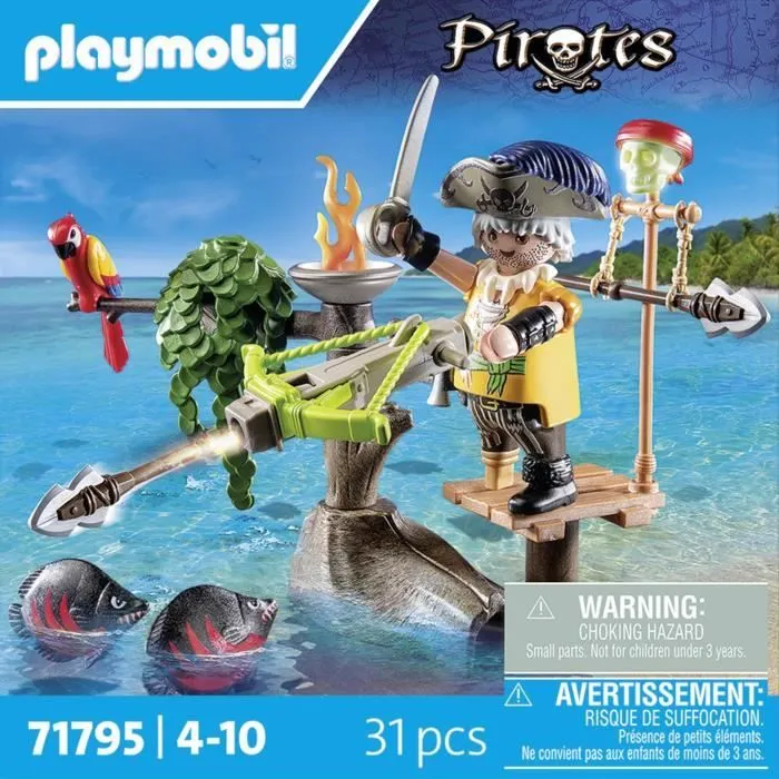 PLAYMOBIL 71795 Pirate avec arbalète et poissons à viser, Les pirates, 31 pièces, Dès 4 ans-3