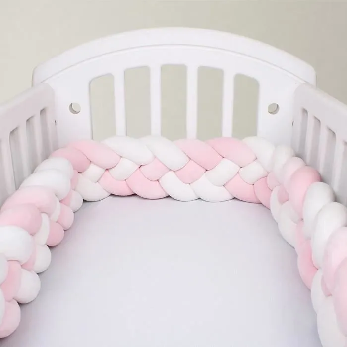 2m Tour de Lit Bébé Coussin Serpent Tressé Pare-chocs Velours Protection des bords Douce Pour les Nouveau-nés lit Sommeil-D-1