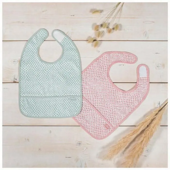 Bavoir Imperméable velcro Snake Rose Pale (2pcs) - Jollein-2