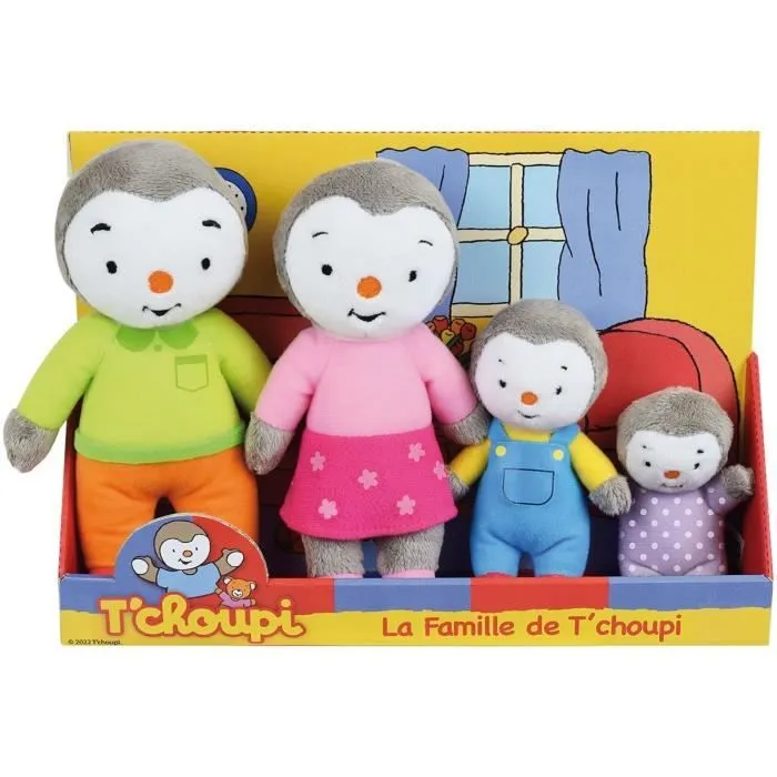 Coffret famille 4 Peluches - T'Choupi - JEMINI - +/- 19 cm-0
