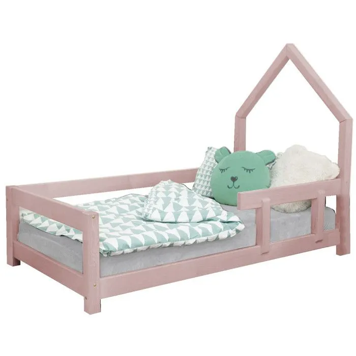 Lit cabane enfant POPPI 90 x 190 rose pastel 1-0