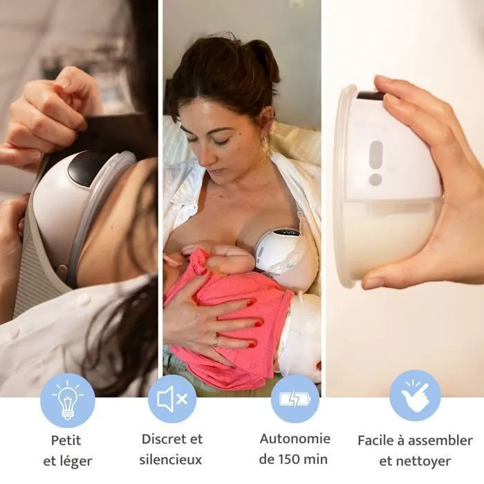 Emy Pump - Tire Lait Électrique Main Libre  | 6 tailles de Téterelles Incluses| silencieux et discret | Portable sans fil Autonome-2