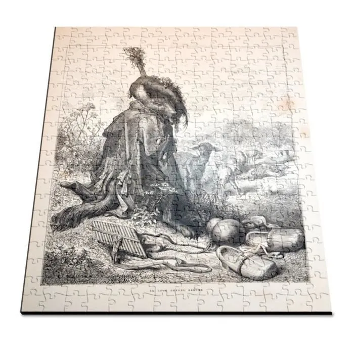 Puzzle Classique 280 pièces Le Loup Devenu Berger Fable LaFontaine Gustave Dore Gravure-2