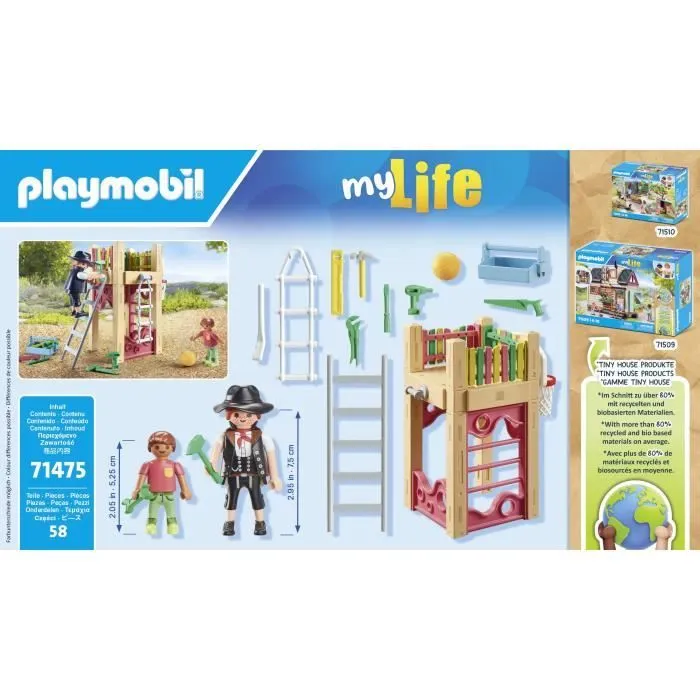 PLAYMOBIL 71475 Charpentier avec tourelle de jeu - My Life - 58 pièces - Jeu de rôle créatif-3