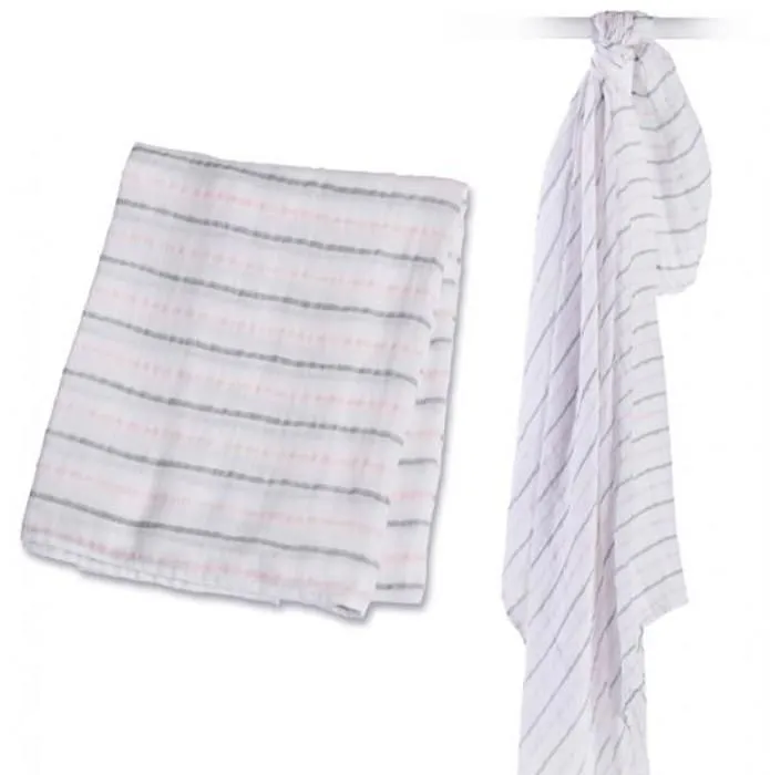 Lulujo - Lange mousseline - Rayures roses - ELEMENTS FOR KIDS-0