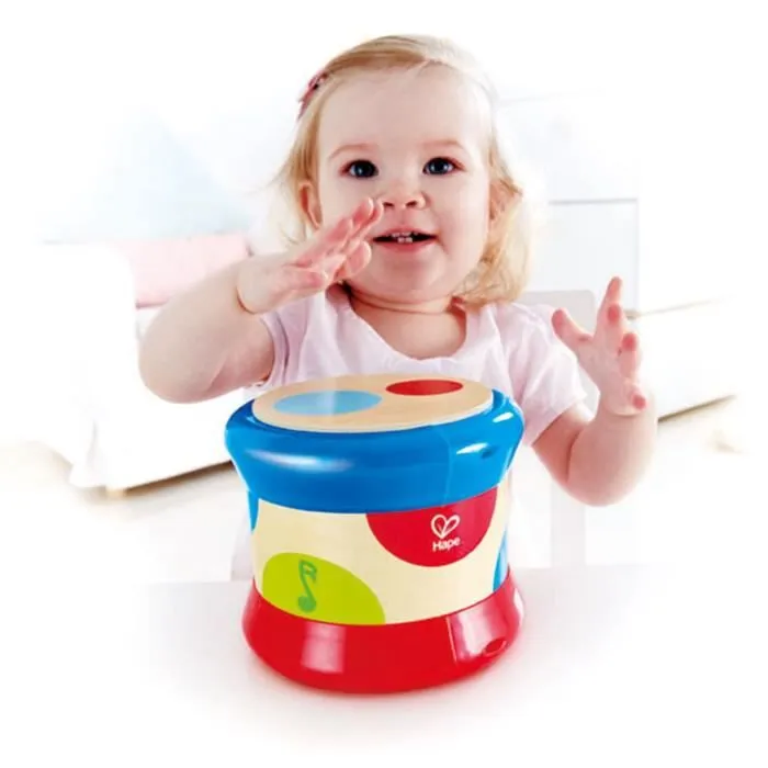 Jouet d'éveil musical en bois - Tambour de bébé - HAPE - Rouge - Extérieur - 3 x AA-0
