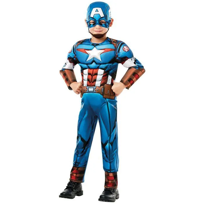 Déguisement Captain America Garçon - Avengers - Modèle Personnage Fiction - Bleu Blanc - Polyester-0