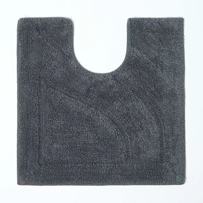 Tapis de bain et contour w.c doux en pur coton gris-2