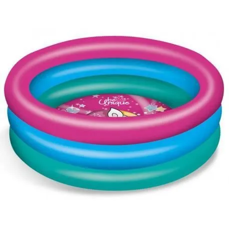 Piscine gonflable Licorne pour enfant - Mondo - 100 x 22 cm - PVC résistant - Rose, bleu et vert-0