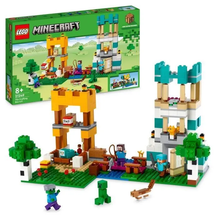 LEGO® Minecraft 21249 La Boîte de Construction 4.0, Jouets 2-en-1 avec Figurines Steve, Creeper et Zombie-0
