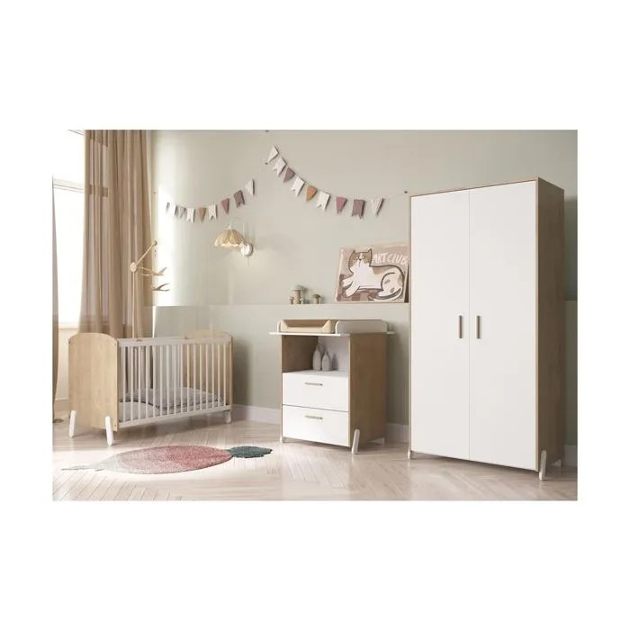 Commode avec table d'allaitement - Naili - Blanc - 2 tiroirs - Design contemporain - Meuble de chambre-3