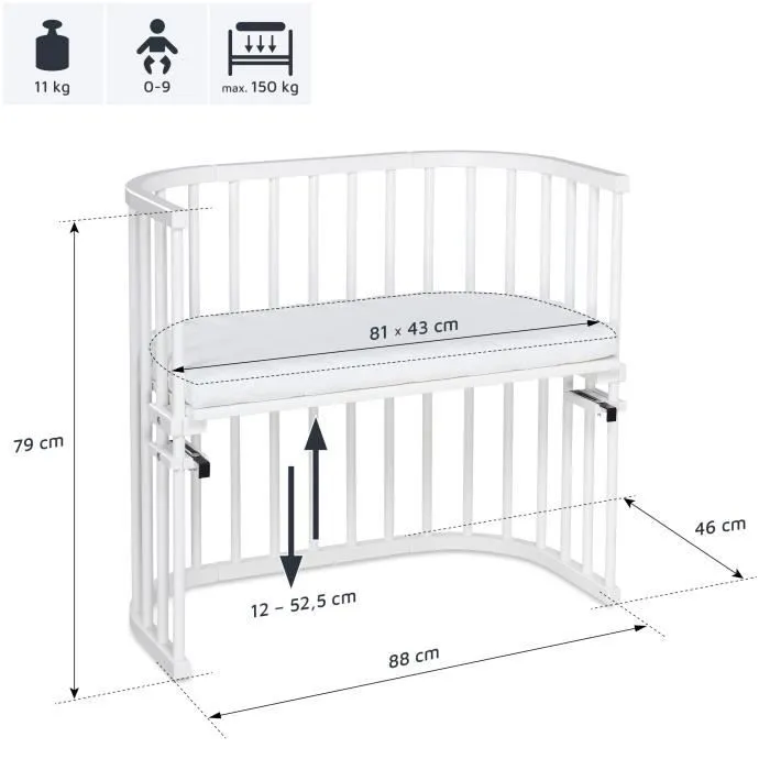 Berceau Cododo - BABYBAY - Original - Bois de hêtre massif - Matelas inclus-3