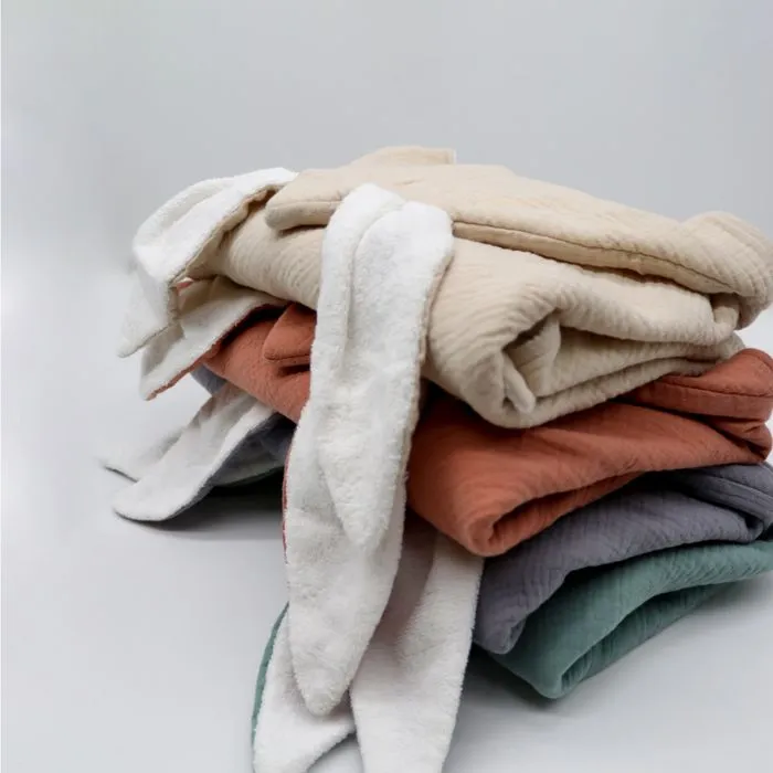 Cape, sortie de bain pour bébé intérieur 100 % coton - 100 x 100 cm - Lapin - Moutarde - Monsieur Bébé-5