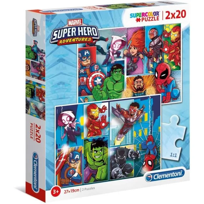 Puzzle Marvel Superhero - Clementoni - 2x20 pièces - Pour enfants de 3 ans et plus-0