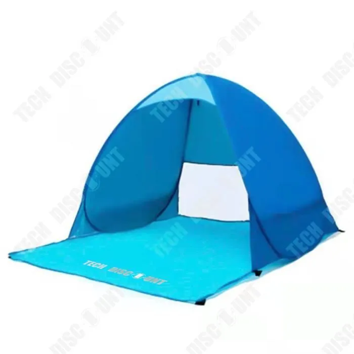 TD® Tente de plage double bleue 1 seconde vitesse automatique ouverte en plein air plage ombre camping camping-0
