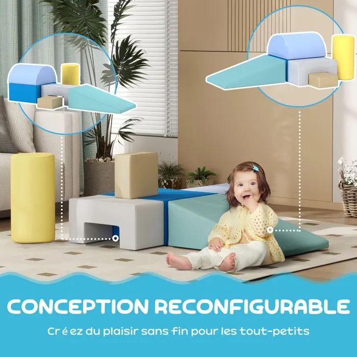 6 blocs de construction en mousse XXL - AIYAPLAY - jeux éducatif - module motricité - certifiés normes EN71-1-2-3 - mousse PU 20D-4