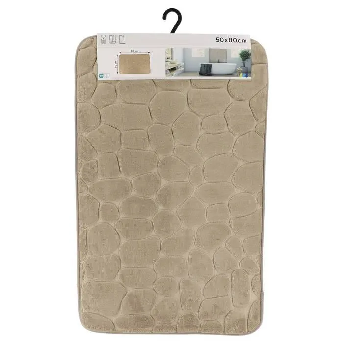 TENDANCE - Tapis de salle de bain Taupe en Microfibre à mémoire de forme 50 x 80 cm-1