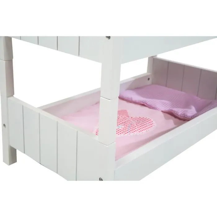 Lit Superposé de Poupée Fienchen en Bois - ROBA - Lit Double de Poupée Séparable en 2 - Blanc-3