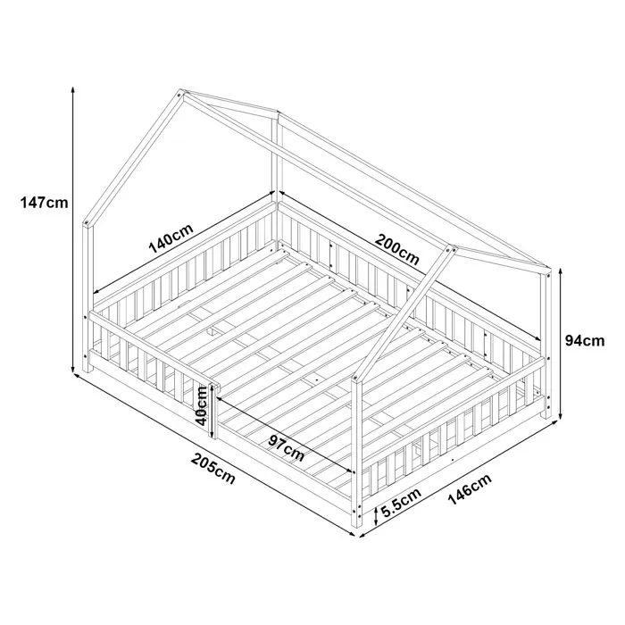 Lit cabane Hesel pour enfants bois de pin 140 x 200 cm naturel-3