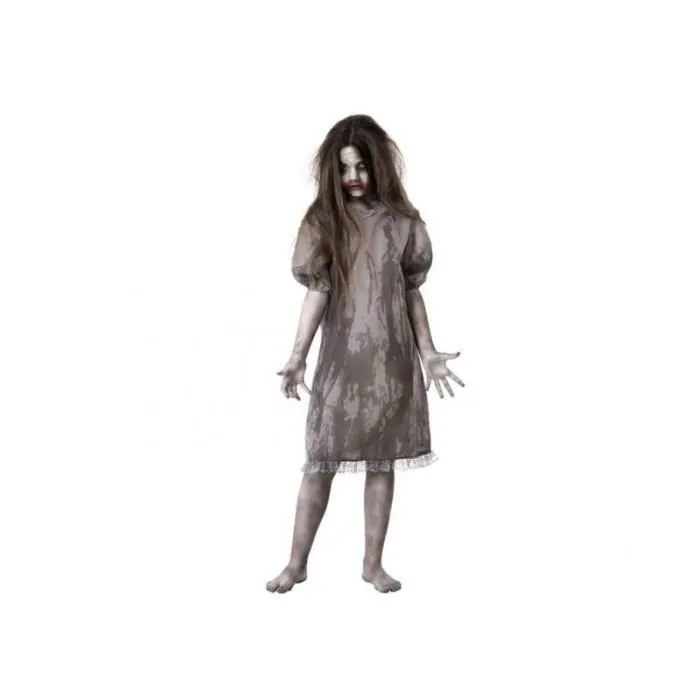 Déguisement Zombie Fille 5-6 ans - AC-DÉCO - Robe style chemise de nuit - Gris Polyester-0