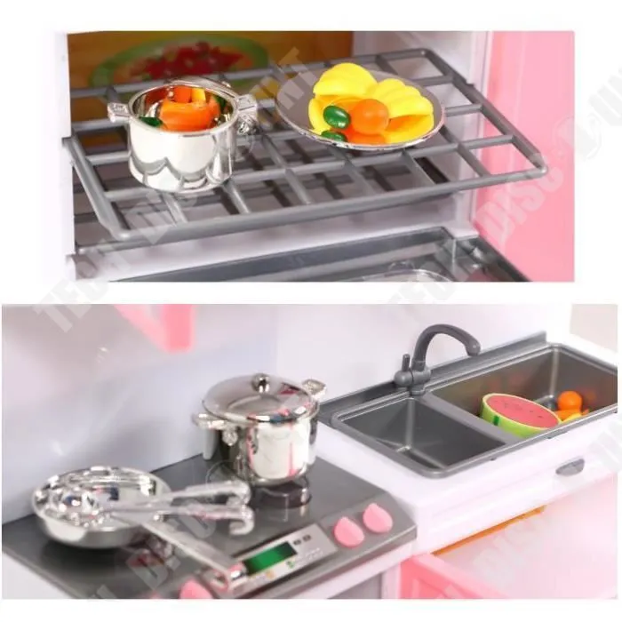 TD® Fille jouer maison cuisine cuisine combinaison jouets haut de gamme enfants simulation cuisine vaisselle ensemble-2