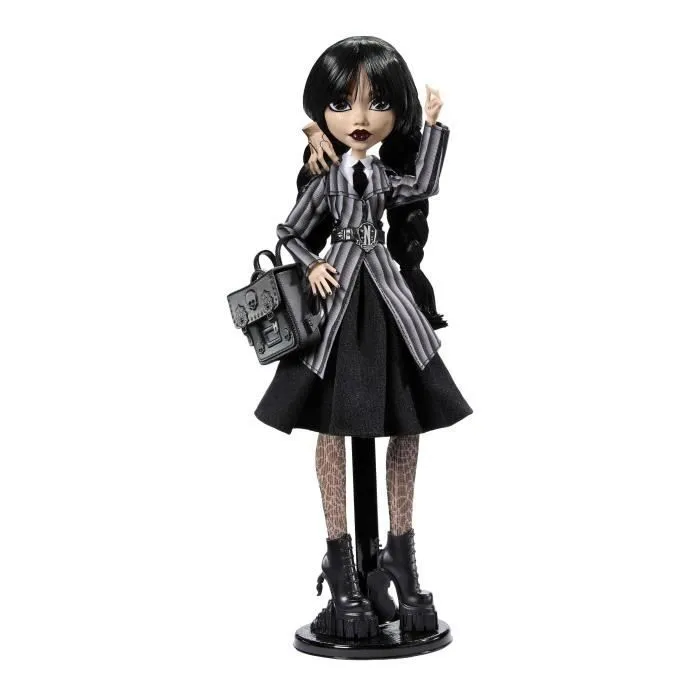 Monster High-Mercredi Addams en Uniforme-Poup?e avec La Chose - Monster High - HXJ04-3