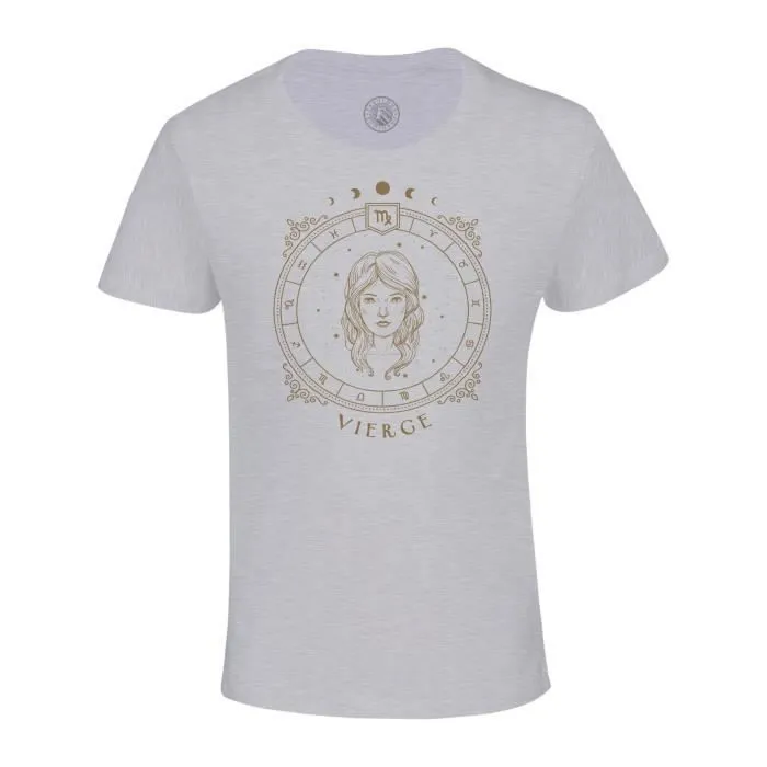 T-shirt Enfant Gris Vierge Cartomancie Signe Astrologie Zodiaque Astres Constellation Tarot-0