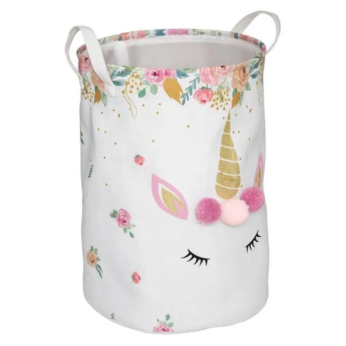 Bac à jouet "Licorne" - tissu H50 cm - Multicolore - Atmosphera createur d'interieur-0