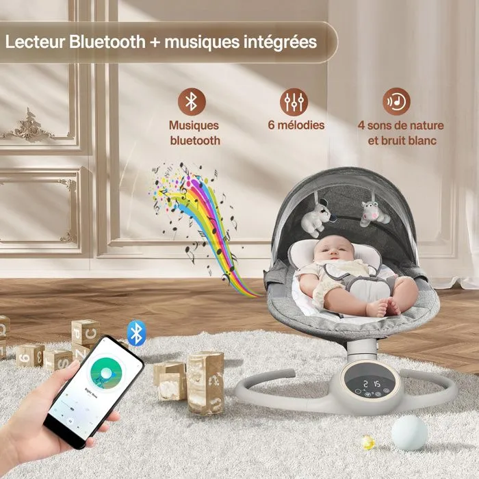Balancelle bébé /transat électrique ALPHA bleu-2