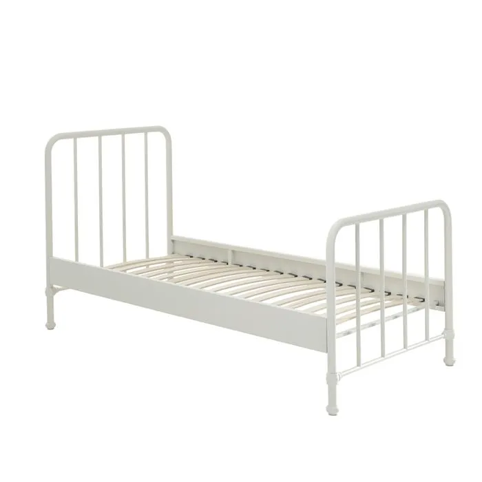 Lit simple - Vipack - Bronxx - Métal blanc mat - 90x200 cm - Sommier inclus-3