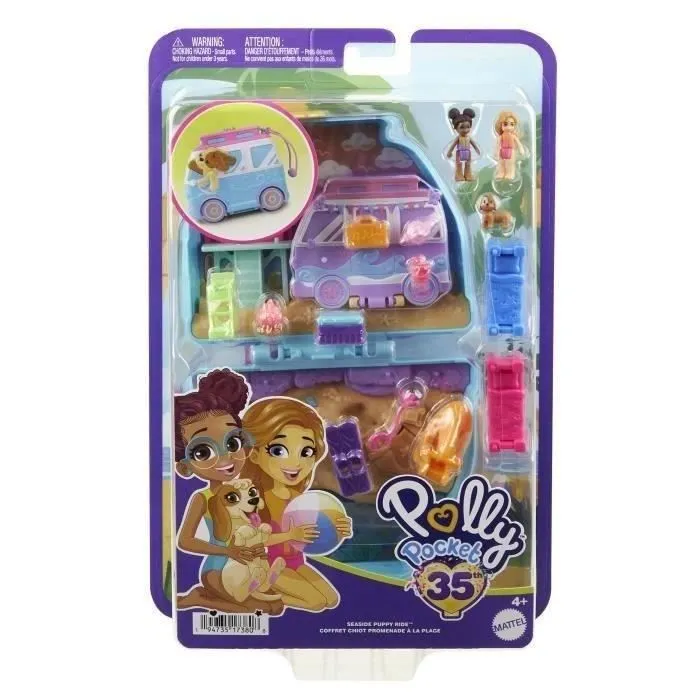 Polly Pocket-Chiot à la Plage-Coffret et figurines, jouet de voyage HRD36-1